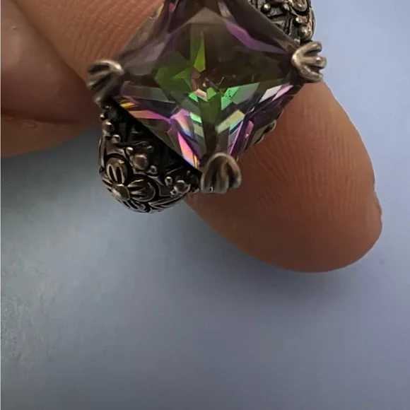 Vintage Sterling Silver 925 Large Mystic Topaz Stunning Ring Size 9 - Picture 7 of 16